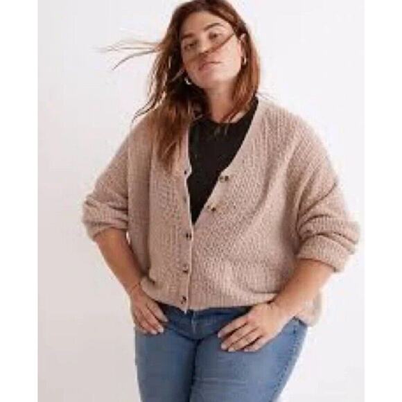 Madewell Sweaters - SOLD MADEWELL Mayfair Alpaca Blend Cable Knit Cardigan Sweater Tan Sz 3X Woman